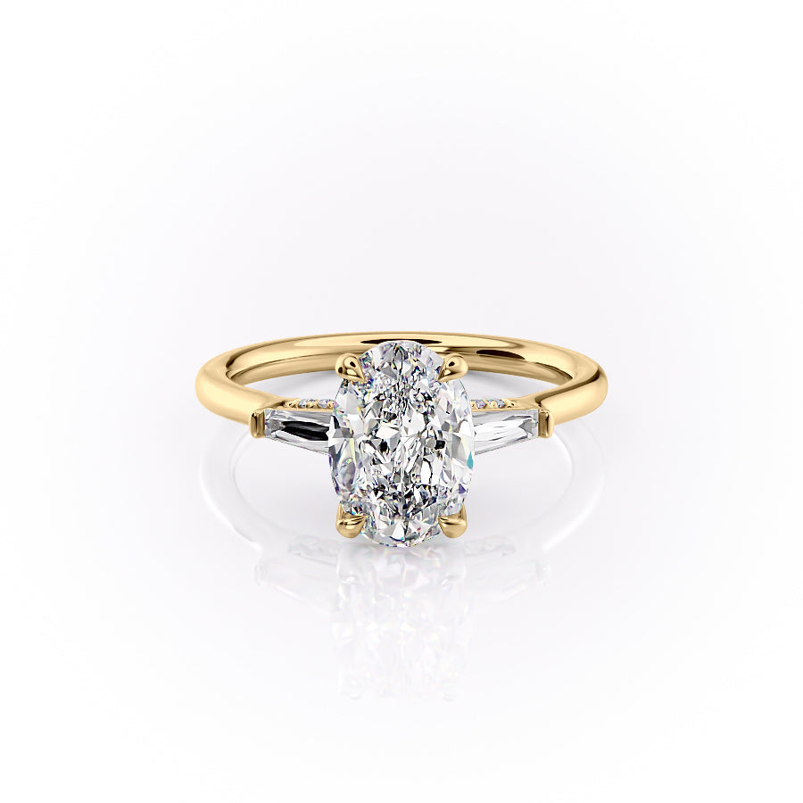 The Baguettes Megan Set With A 1 Carat Oval Lab Diamond