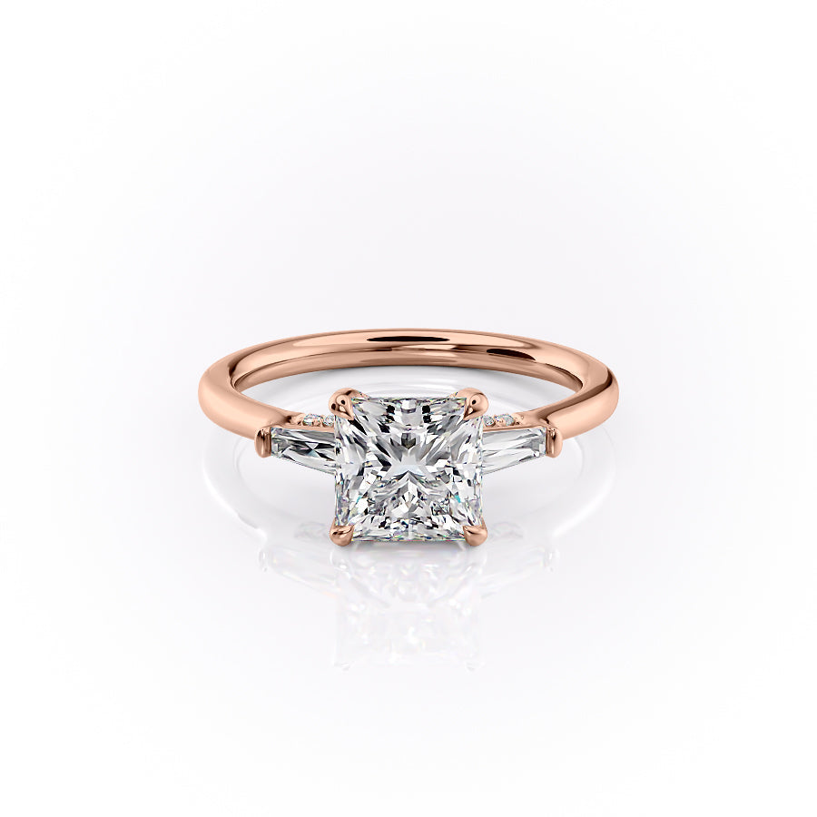 The Baguettes Megan Set With A 3.5 Carat Princess Moissanite