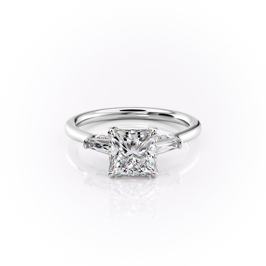 The Baguettes Megan Set With A 4 Carat Princess Moissanite