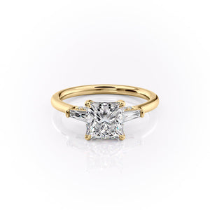 The Baguettes Megan Set With A 2.5 Carat Princess Moissanite