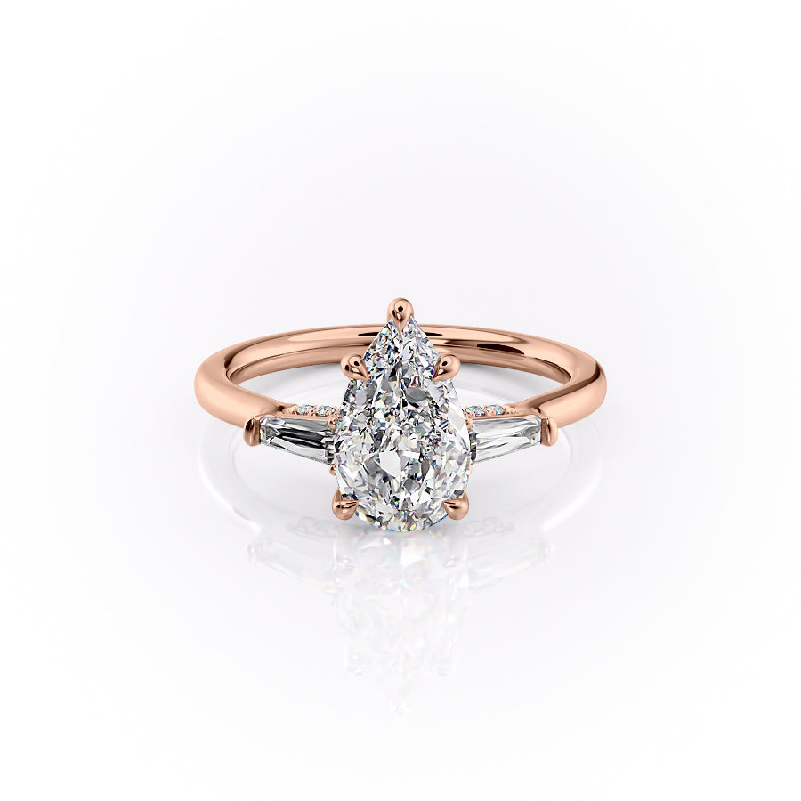 The Baguettes Megan Set With A 1 Carat Pear Moissanite