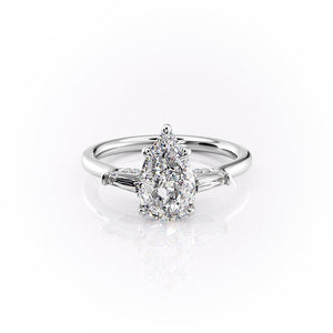 The Baguettes Megan Set With A 3 Carat Pear Moissanite