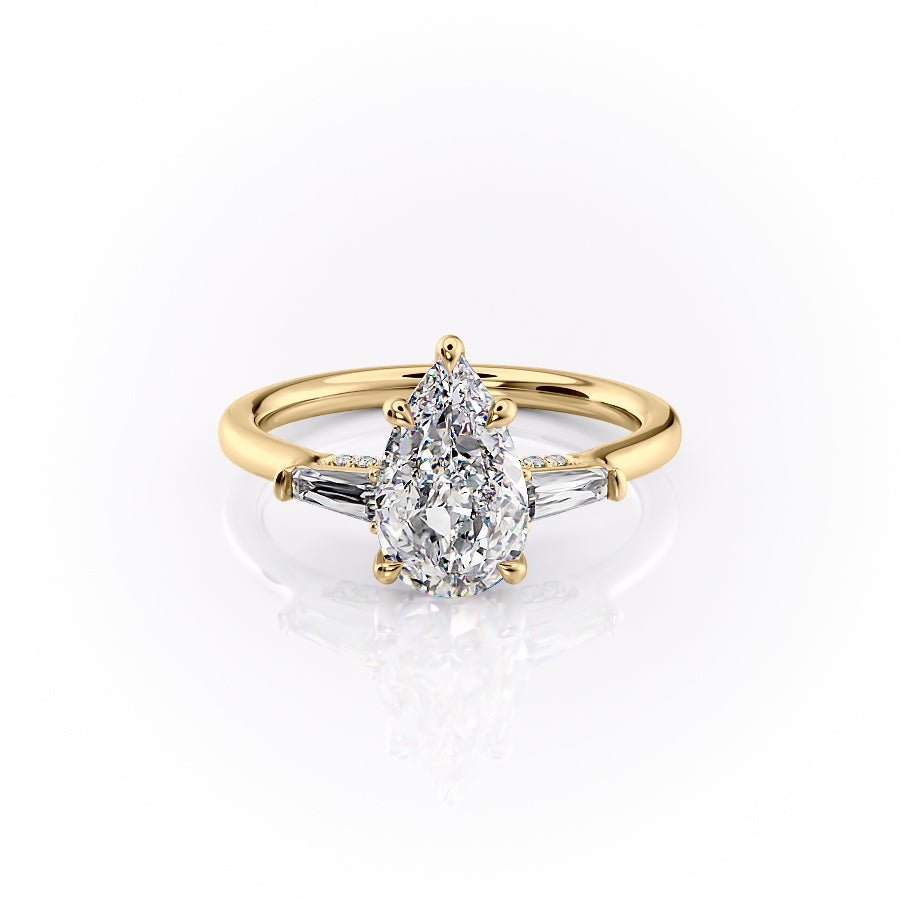 The Baguettes Megan Set With A 1.5 Carat Pear Lab Diamond