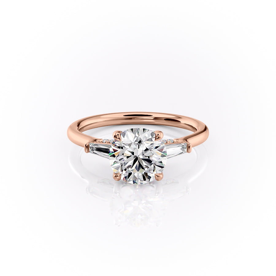 The Baguettes Megan Set With A 3 Carat Round Lab Diamond