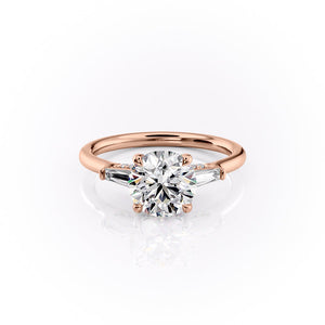 The Baguettes Megan Set With A 3 Carat Round Lab Diamond