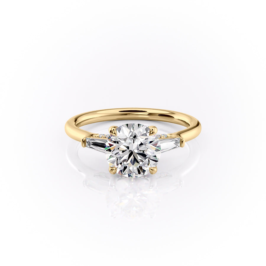 The Baguettes Megan Set With A 5 Carat Round Moissanite