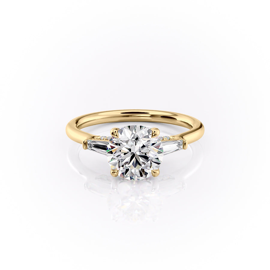 The Baguettes Megan Set With A Round Moissanite