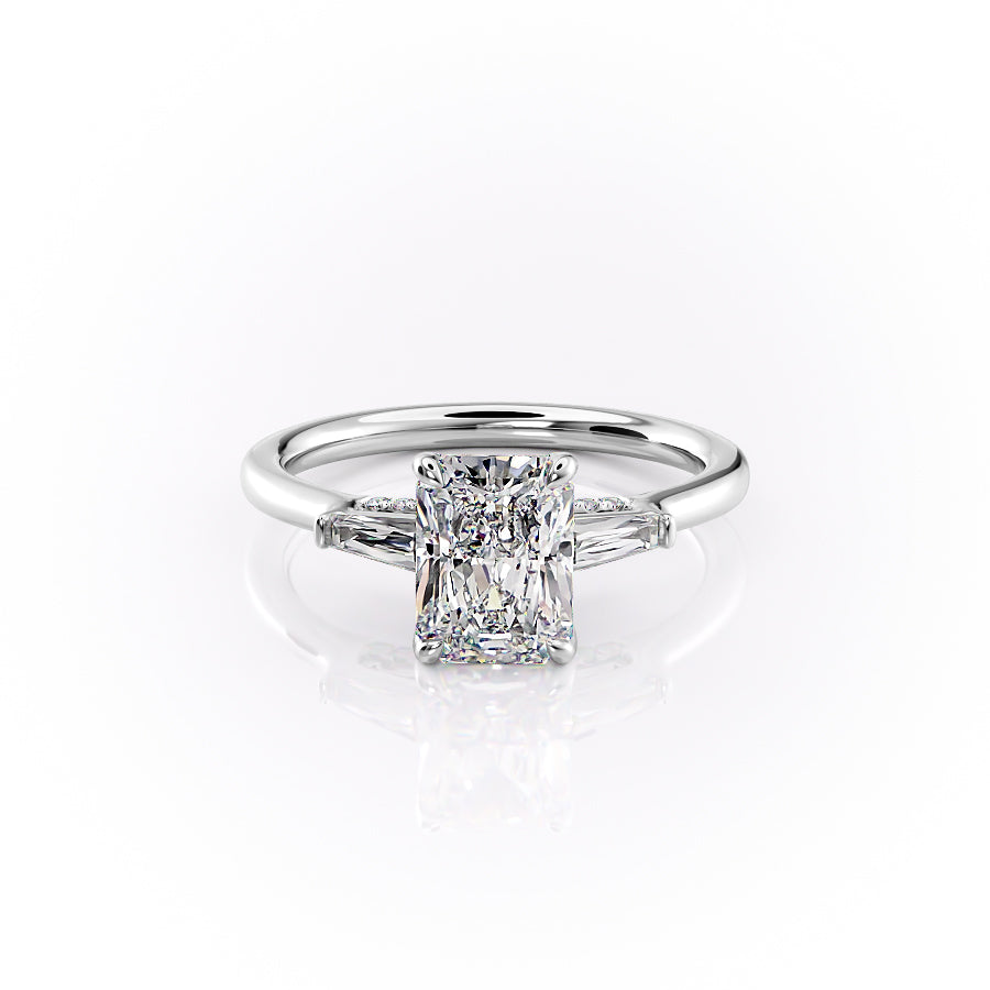 The Baguettes Megan Set With A 3 Carat Radiant Moissanite