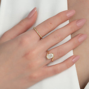 The Skyler Set With A 2.5 Carat Elongated Cushion Moissanite