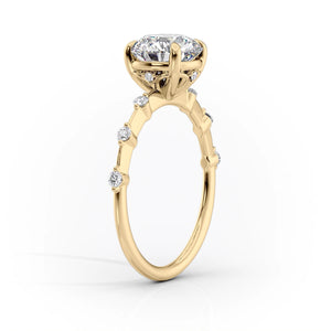 The Penelope Set With A 4.5 Carat Elongated Cushion Moissanite