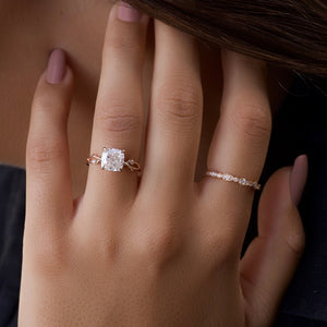 The Twig Set With A 2 Carat Cushion Lab Diamond