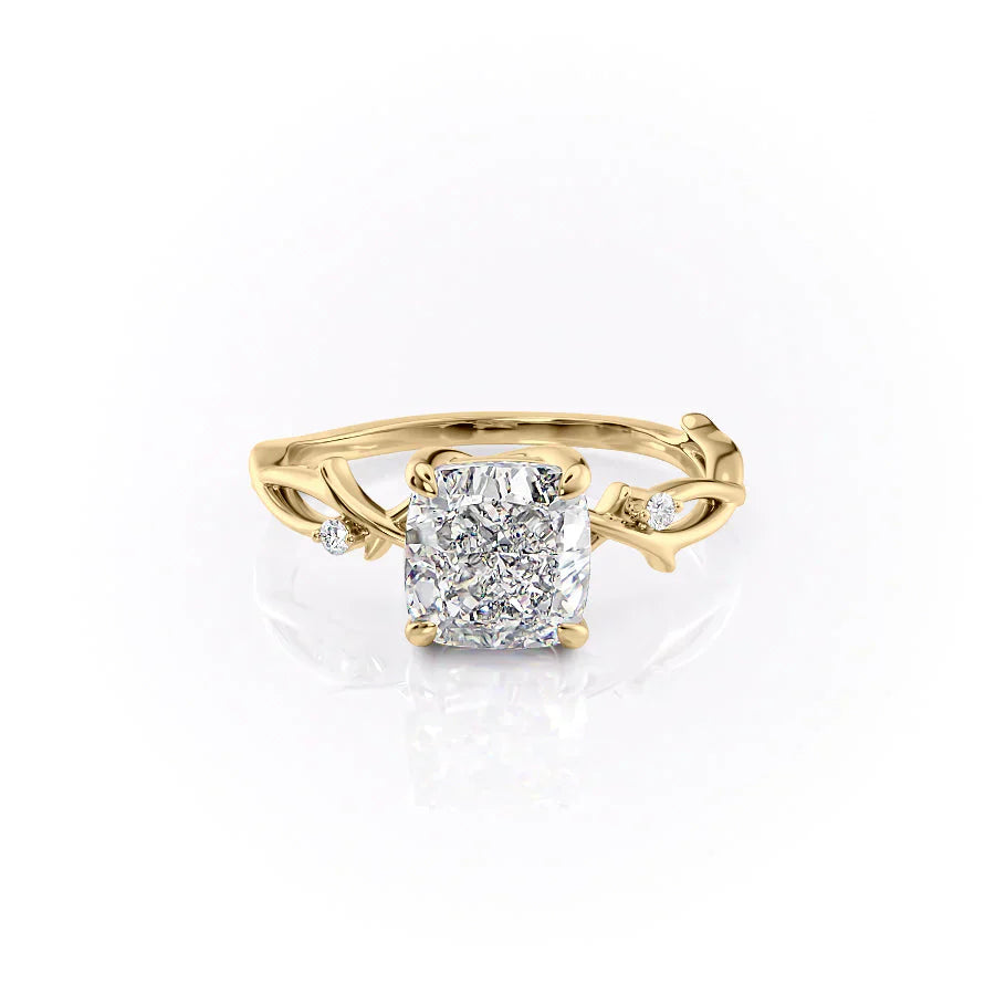 The Twig Set With A 4.5 Carat Cushion Moissanite