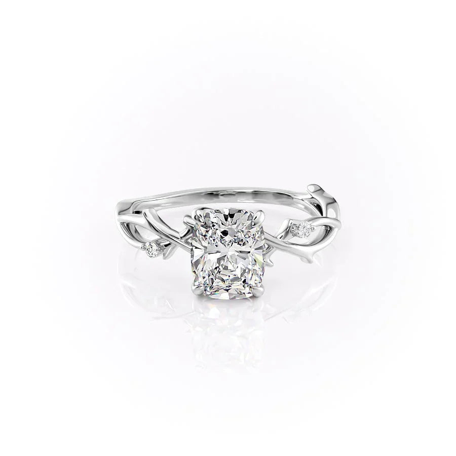 The Twig Set With A 3.5 Carat Elongated Cushion Moissanite