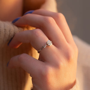The Three Stone Twig Set With A 2.5 Carat Elongated Cushion Moissanite