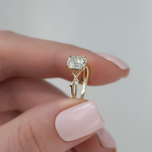 The Twig Set With A 2 Carat Elongated Cushion Lab Diamond