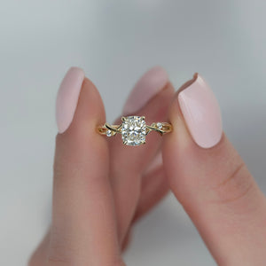 The Twig Set With A 2 Carat Elongated Cushion Lab Diamond