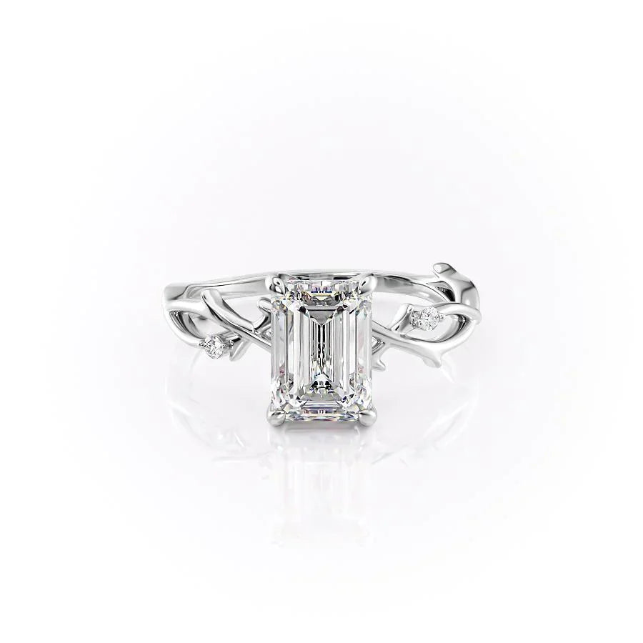 The Twig Set With A 2.5 Carat Emerald Moissanite
