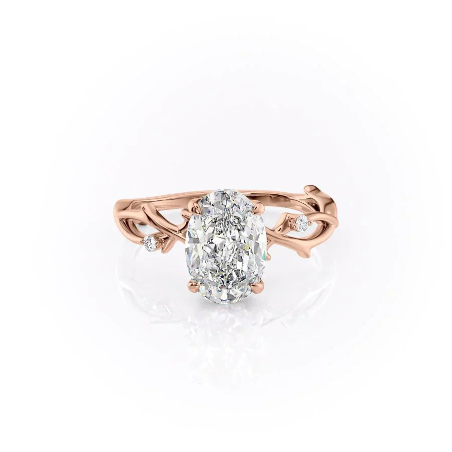 The Twig Set With A 1.5 Carat Oval Lab Diamond