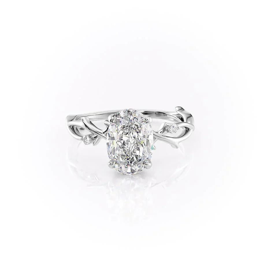 The Twig Set With A 3.5 Carat Oval Moissanite