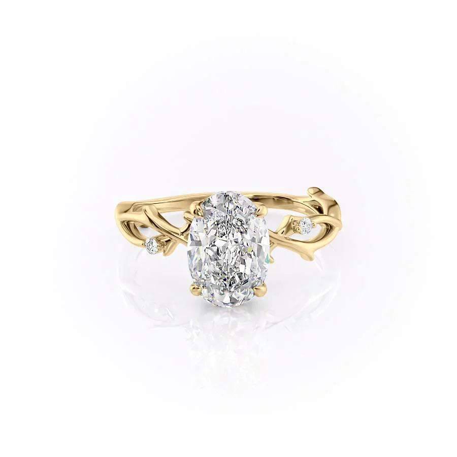 The Twig Set With A 1.5 Carat Oval Moissanite