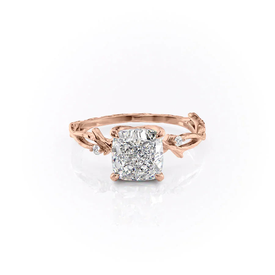 The Textured Twig Set With A 2.5 Carat Cushion Moissanite