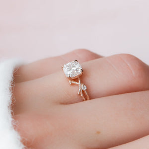 The Textured Twig Set With A 2 Carat Cushion Lab Diamond