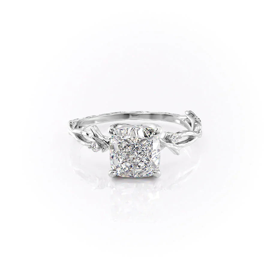 The Textured Twig Set With A 3 Carat Cushion Lab Diamond