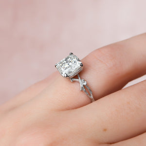 The Textured Twig Set With A 2 Carat Cushion Lab Diamond