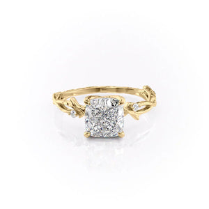 The Textured Twig Set With A Cushion Moissanite