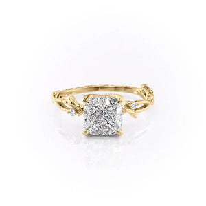 The Textured Twig Set With A 2.5 Carat Cushion Lab Diamond