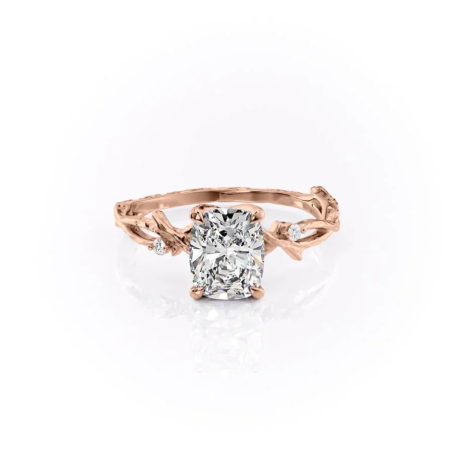 The Textured Twig Set With A 2 Carat Elongated Cushion Lab Diamond