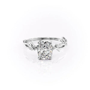 The Textured Twig Set With A Elongated Cushion Moissanite