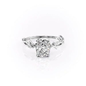 The Textured Twig Set With A 2.5 Carat Elongated Cushion Moissanite