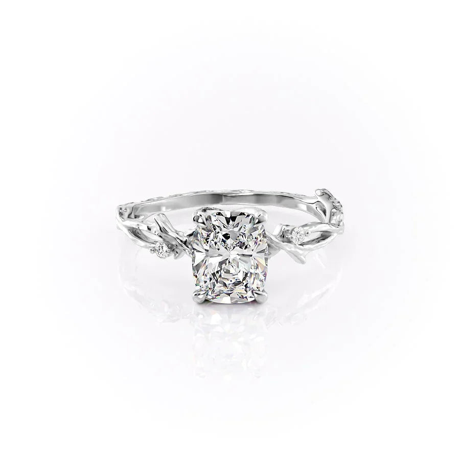 The Textured Twig Set With A 1 Carat Elongated Cushion Lab Diamond