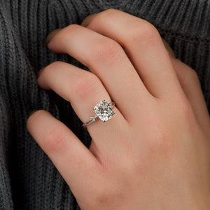 The Textured Twig Set With A 1 Carat Elongated Cushion Lab Diamond