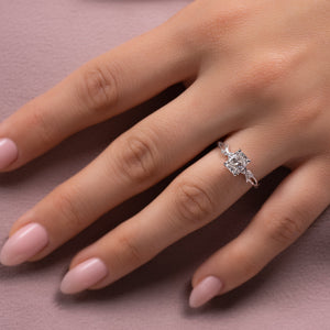 The Textured Twig Set With A 1 Carat Elongated Cushion Lab Diamond