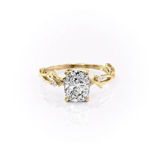 The Textured Twig Set With A 1.5 Carat Elongated Cushion Moissanite