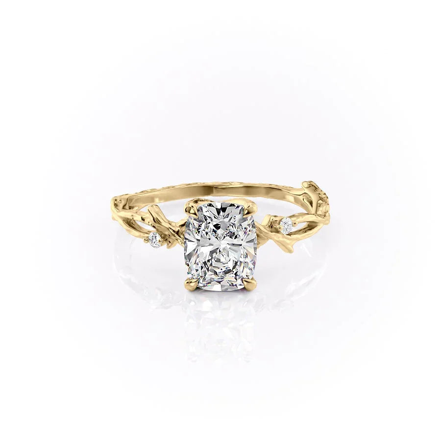 The Textured Twig Set With A 4.5 Carat Elongated Cushion Moissanite