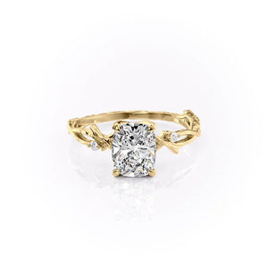 The Textured Twig Set With A Elongated Cushion Moissanite