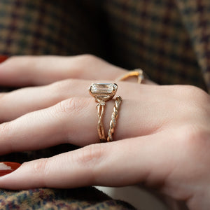 The Textured Twig Set With A 3 Carat Emerald Lab Diamond