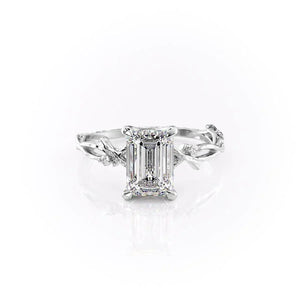 The Textured Twig Set With A Emerald Moissanite