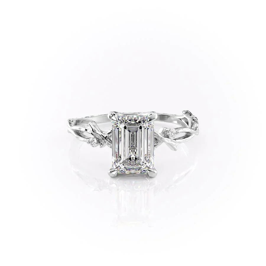 The Textured Twig Set With A 4.5 Carat Emerald Moissanite