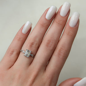 The Textured Twig Set With A 1 Carat Emerald Lab Diamond