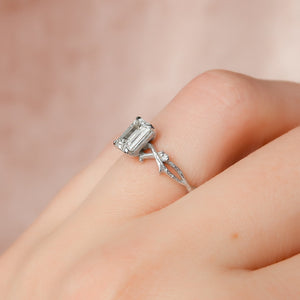 The Textured Twig Set With A 2 Carat Emerald Lab Diamond