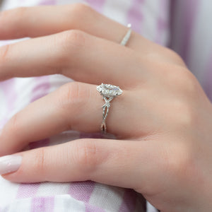 The Textured Twig Set With A 2 Carat Marquise Lab Diamond