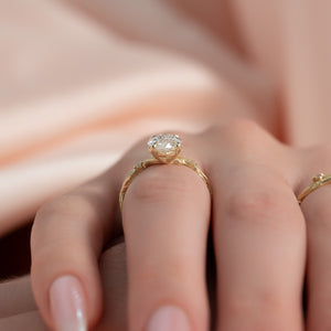 The Textured Twig Set With A 2 Carat Marquise Lab Diamond