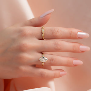 The Textured Twig Set With A 2 Carat Marquise Lab Diamond