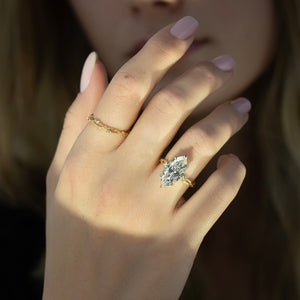 The Textured Twig Set With A 2 Carat Marquise Lab Diamond