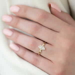 The Textured Twig Set With A 2 Carat Marquise Lab Diamond