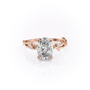 The Textured Twig Set With A Oval Moissanite